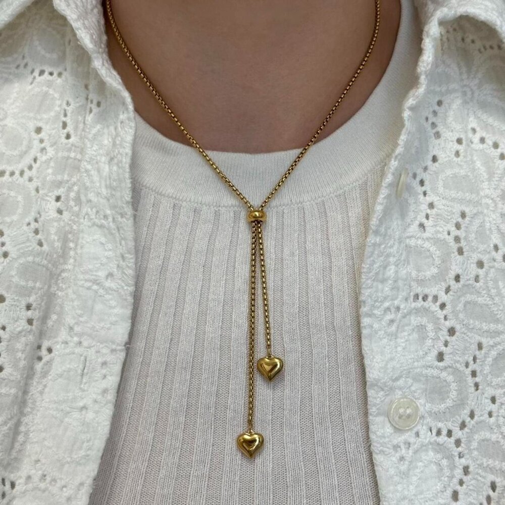 SKU 0435 necklace with hearts the length is adjustable‎ Stainless steel+gift box